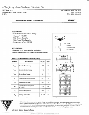 2SB697 Datasheet PDF New Jersey Semiconductor