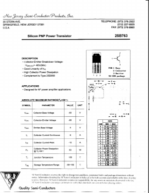 2SB763 Datasheet PDF New Jersey Semiconductor