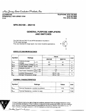 2N3108 Datasheet PDF New Jersey Semiconductor