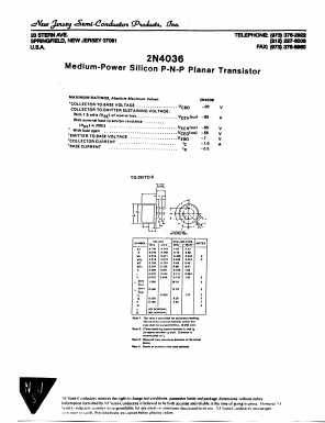 2N4036 Datasheet PDF New Jersey Semiconductor