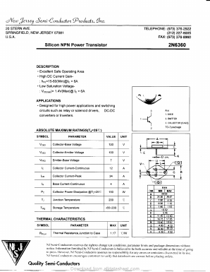 2N6360 Datasheet PDF New Jersey Semiconductor