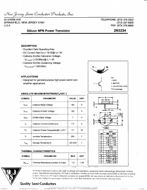 2N3234 Datasheet PDF New Jersey Semiconductor