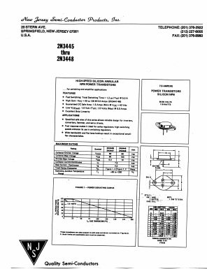 2N3445 Datasheet PDF New Jersey Semiconductor