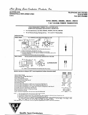 2N5003 Datasheet PDF New Jersey Semiconductor