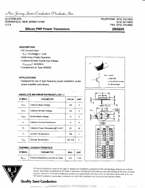 2N5605 Datasheet PDF New Jersey Semiconductor