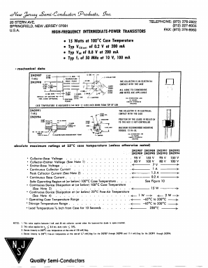 2N2991 Datasheet PDF New Jersey Semiconductor