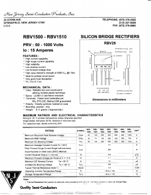 RBV1506 Datasheet PDF New Jersey Semiconductor