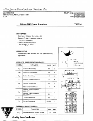 TIP514 Datasheet PDF New Jersey Semiconductor