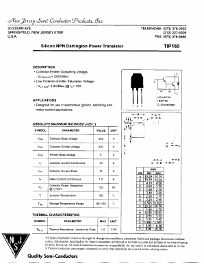 TIP160 Datasheet PDF New Jersey Semiconductor
