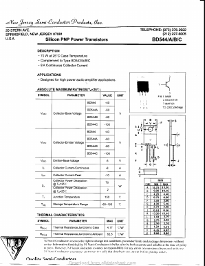 BD544A Datasheet PDF New Jersey Semiconductor