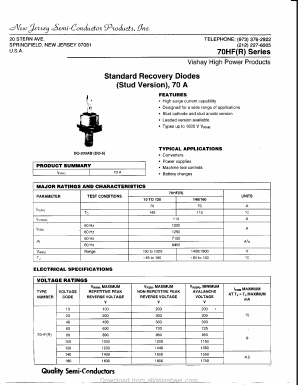 70HFR20 Datasheet PDF New Jersey Semiconductor