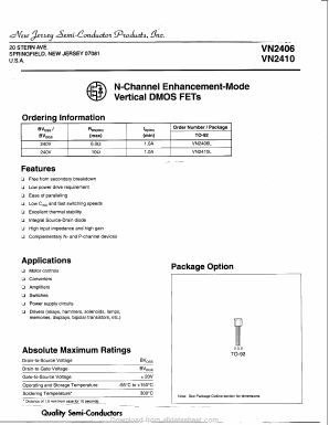 VN2406L Datasheet PDF New Jersey Semiconductor