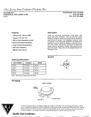 IRF223 Datasheet PDF New Jersey Semiconductor