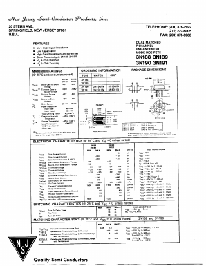 3N191 Datasheet PDF New Jersey Semiconductor