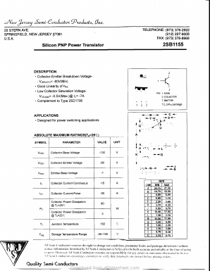 2SB1155 Datasheet PDF New Jersey Semiconductor