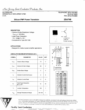 2SA748 Datasheet PDF New Jersey Semiconductor