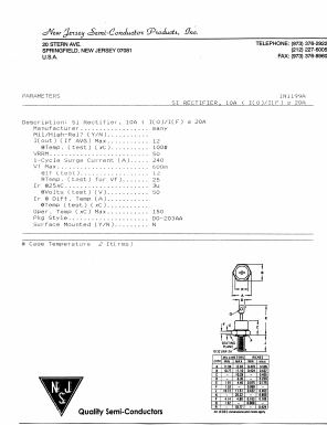 1N1199A Datasheet PDF New Jersey Semiconductor