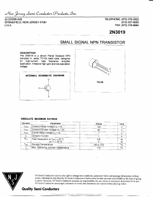 2N3019 Datasheet PDF New Jersey Semiconductor