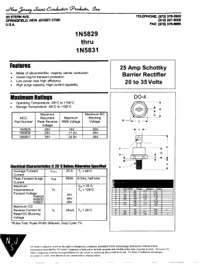 1N5829 Datasheet PDF New Jersey Semiconductor