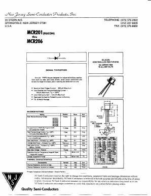 MCR205 Datasheet PDF New Jersey Semiconductor