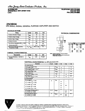 2N3904 Datasheet PDF New Jersey Semiconductor