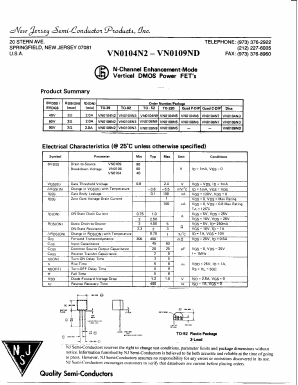 VN0106N9 Datasheet PDF New Jersey Semiconductor