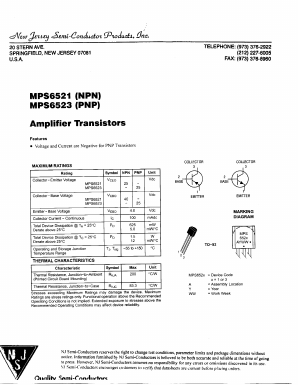MPS6523 Datasheet PDF New Jersey Semiconductor