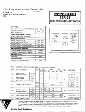 2N4392 Datasheet PDF New Jersey Semiconductor