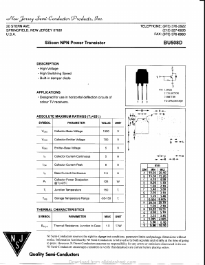 BU508D Datasheet PDF New Jersey Semiconductor