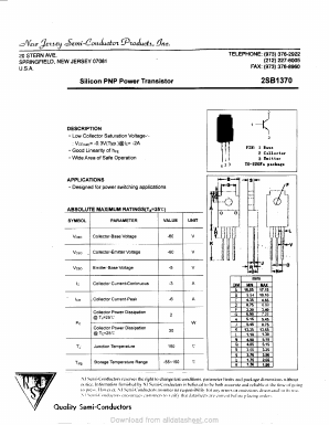 2SB1370 Datasheet PDF New Jersey Semiconductor