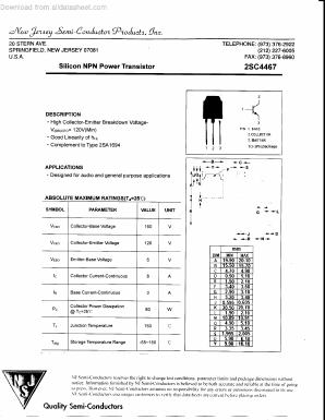 2SC4467 Datasheet PDF New Jersey Semiconductor