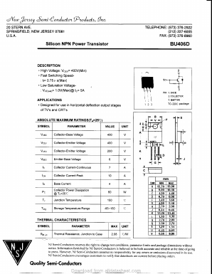 BU406D Datasheet PDF New Jersey Semiconductor