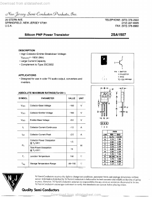 2SA1507 Datasheet PDF New Jersey Semiconductor