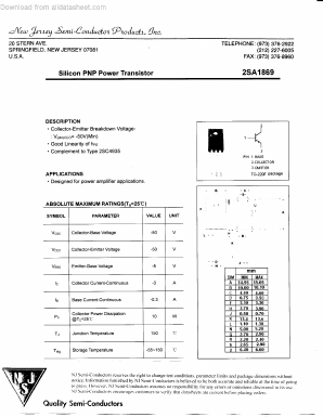 2SA1869 Datasheet PDF New Jersey Semiconductor