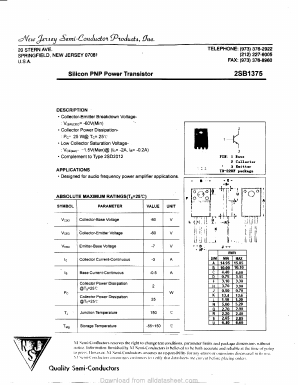 2SB1375 Datasheet PDF New Jersey Semiconductor