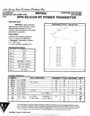 MRF894 Datasheet PDF New Jersey Semiconductor