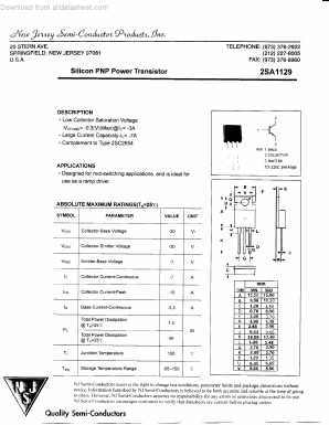 2SA1129 Datasheet PDF New Jersey Semiconductor