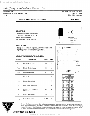 2SA1395 Datasheet PDF New Jersey Semiconductor