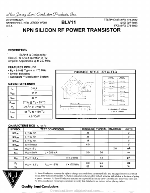 BLV11 Datasheet PDF New Jersey Semiconductor