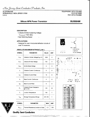 BU508AW Datasheet PDF New Jersey Semiconductor