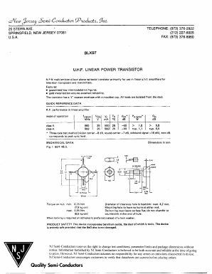 BLX97 Datasheet PDF New Jersey Semiconductor