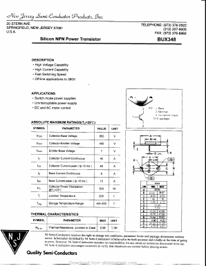 BUX348 Datasheet PDF New Jersey Semiconductor