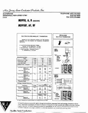 MD918A Datasheet PDF New Jersey Semiconductor