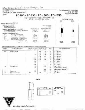 FDH300 Datasheet PDF New Jersey Semiconductor
