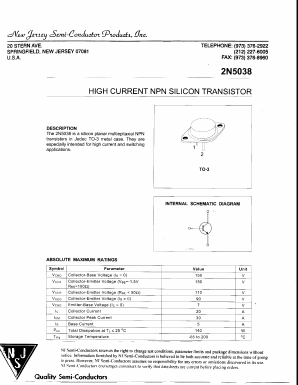 2N5038 Datasheet PDF New Jersey Semiconductor