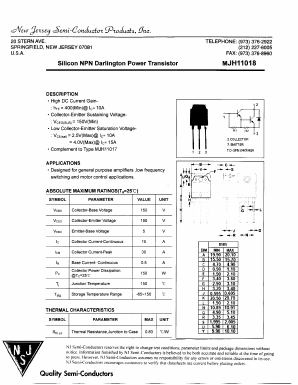 MJH11018 Datasheet PDF New Jersey Semiconductor