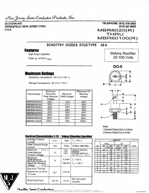 MBR6040R Datasheet PDF New Jersey Semiconductor