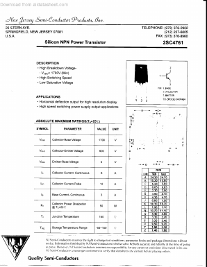 C4761 Datasheet PDF New Jersey Semiconductor