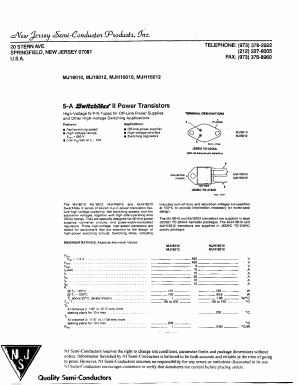 MJ16012 Datasheet PDF New Jersey Semiconductor