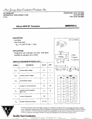 MMBR901L Datasheet PDF New Jersey Semiconductor